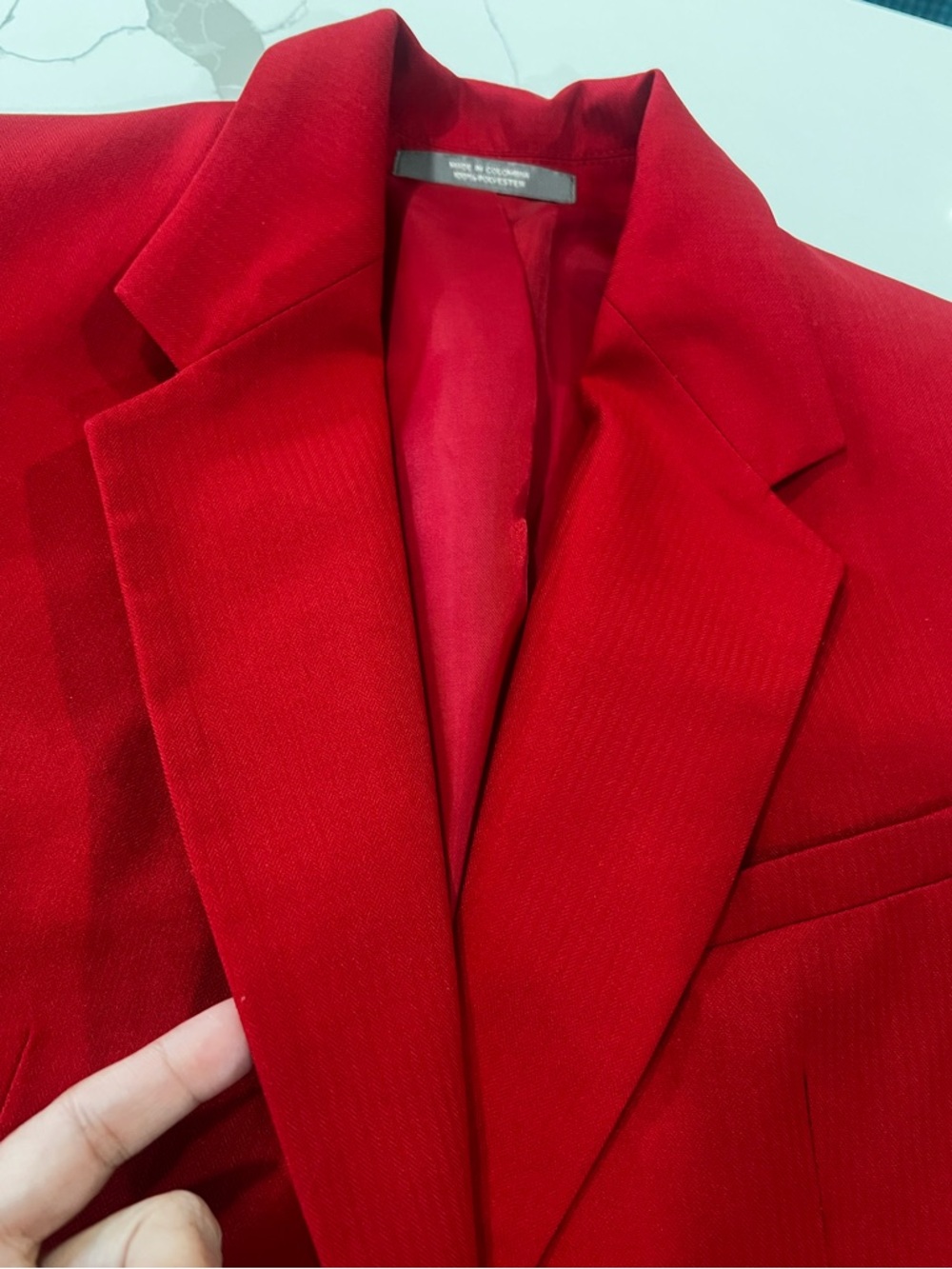 Linden Grey Tomato Red Tailored Blazer Women M Structured Chic - Picture 14 of 16